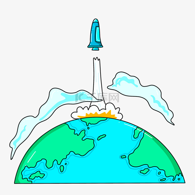 航天日冲出地球插画