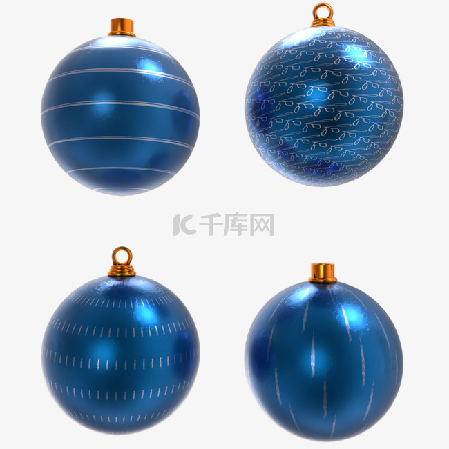 蓝色质感圣诞装饰球