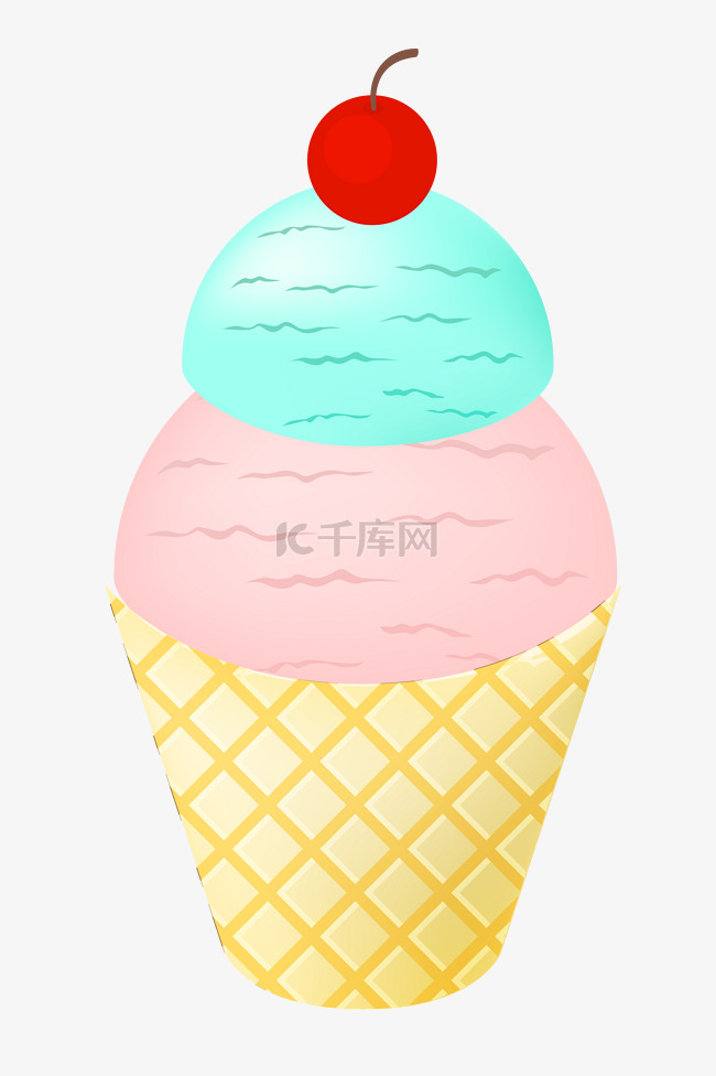 樱桃冰淇淋卡通小吃