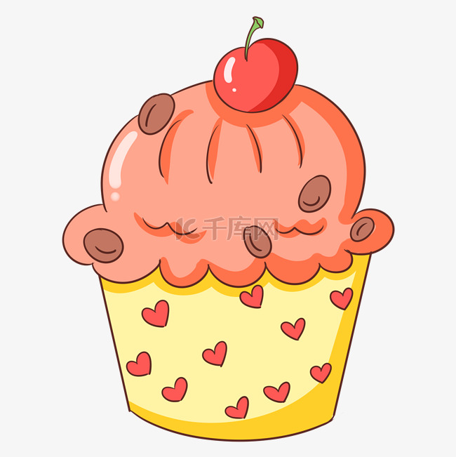 樱桃蛋糕装饰插画