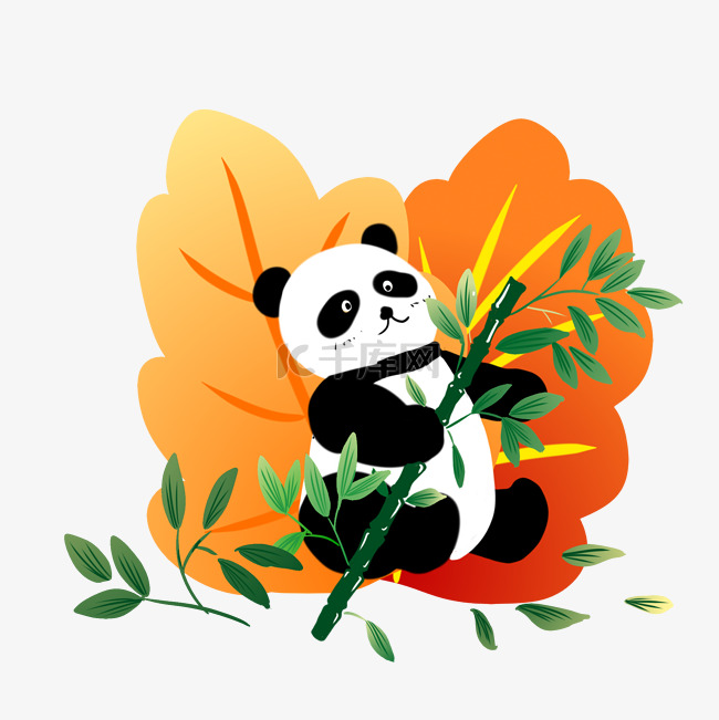 教育培训橙色可爱小清新熊猫