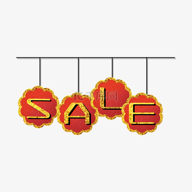 sale折扣打折促销标签红色烫