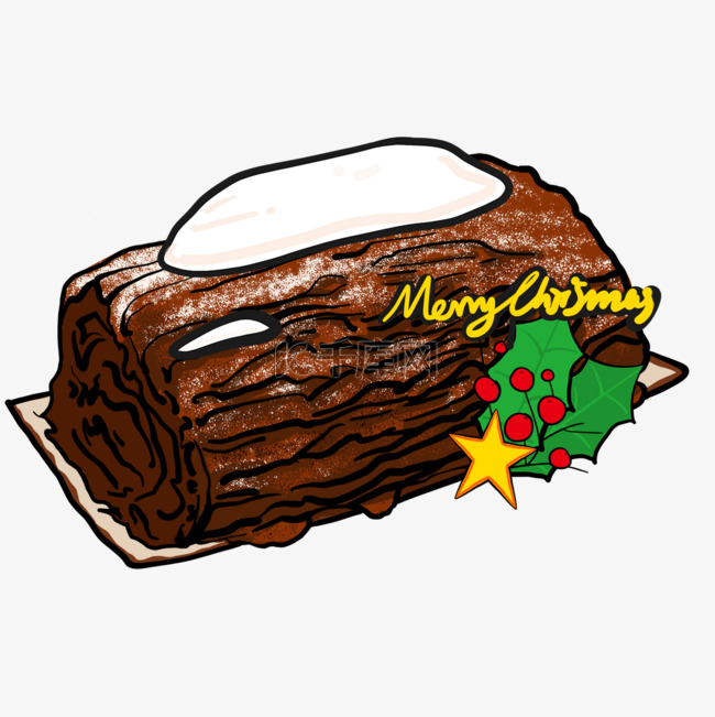 yule log cake圣诞主题甜品树干蛋糕