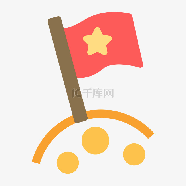 卡通插着五星红旗的小轮子