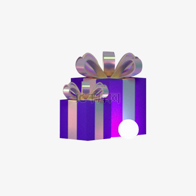 紫色创意立体礼盒元素