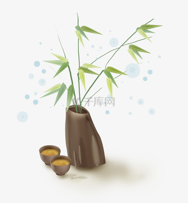 中国风功夫茶和竹子