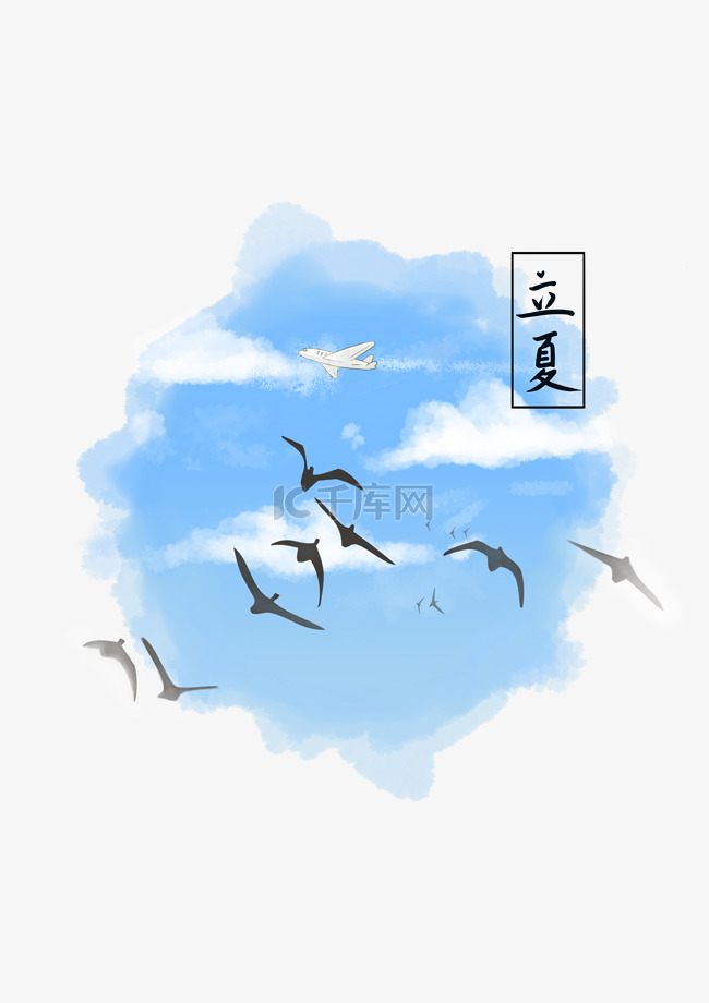立夏节气中国风天空装饰图