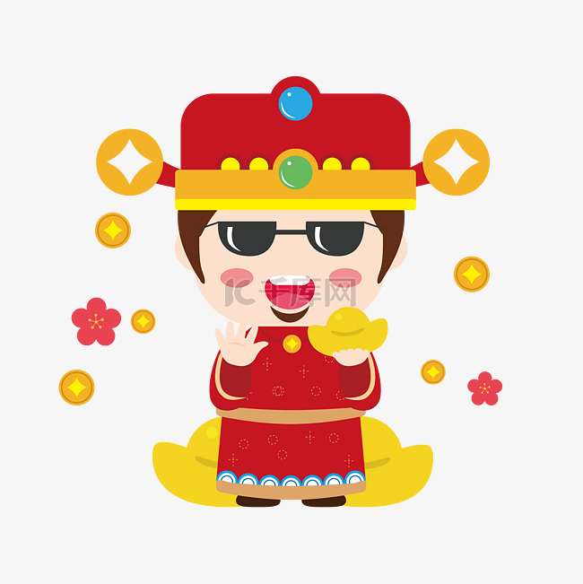 可爱中国娃娃财神春节新年