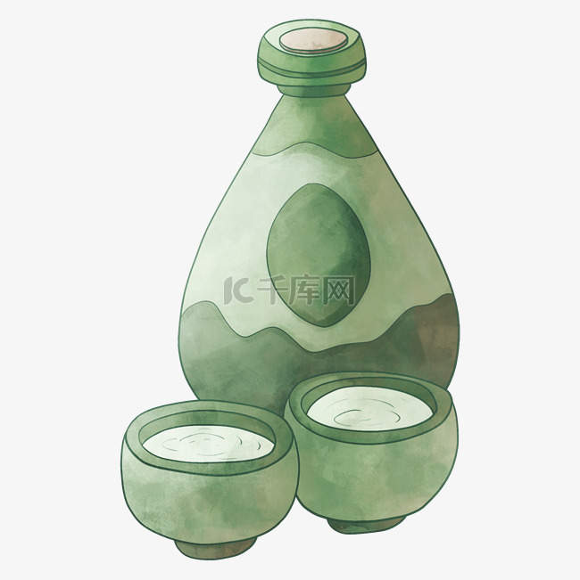 中国风绿色酒瓶