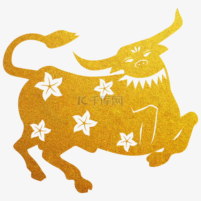 牛年烫金剪纸牛装饰图案
