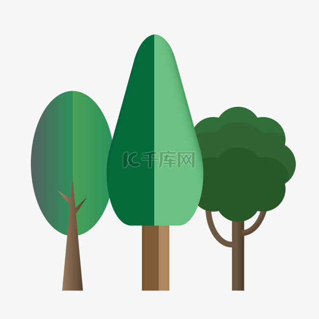 三颗立体大树插图