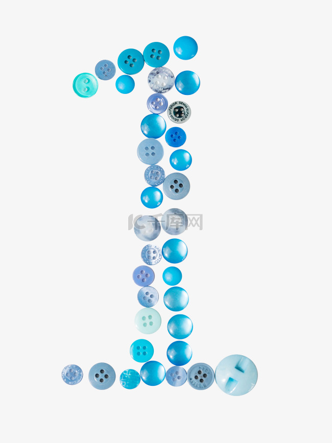 蓝色纽扣数字1