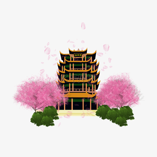 春暖花开黄鹤楼一景