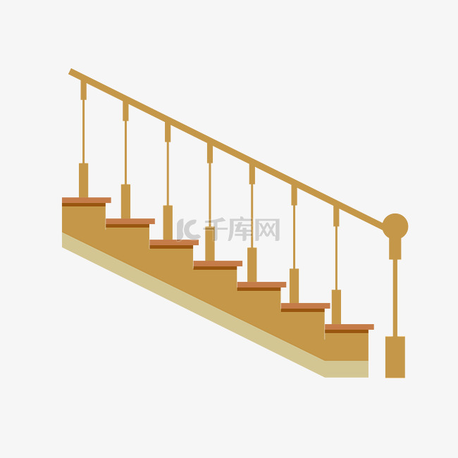 黄色简约楼梯插图