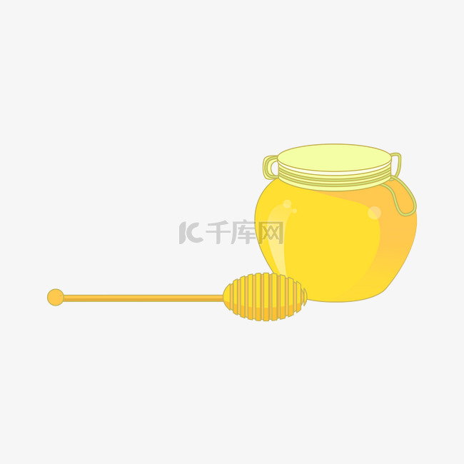 黄色蜂蜜勺子