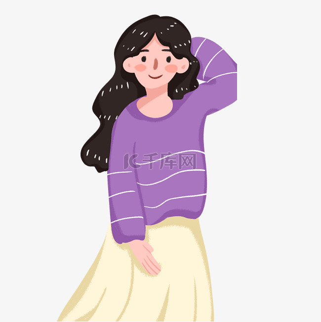 紫色穿毛衣的女孩元素