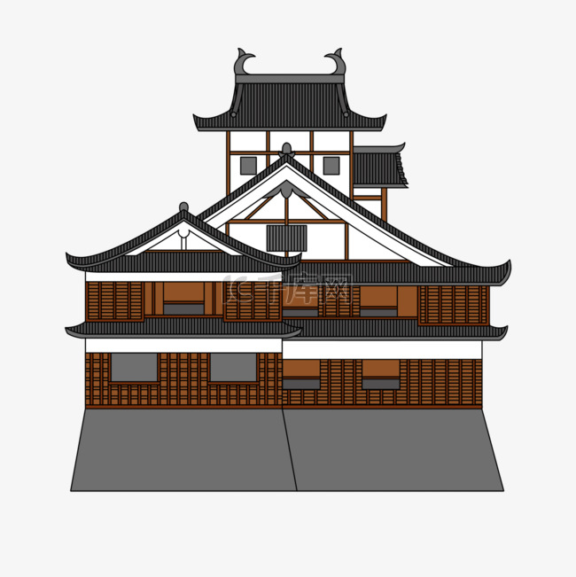 手绘日本传统建筑