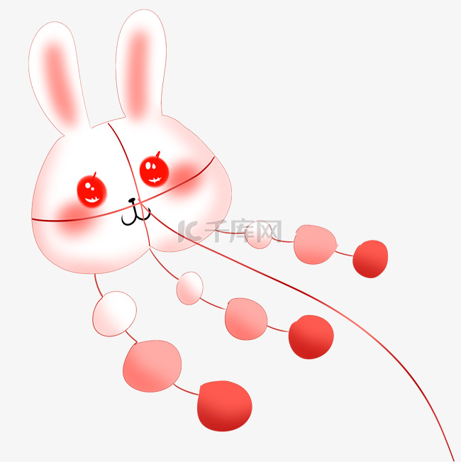 可爱的小兔子风筝插画