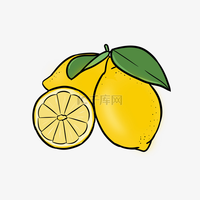 夏天夏日柠檬水果卡通手绘免抠素