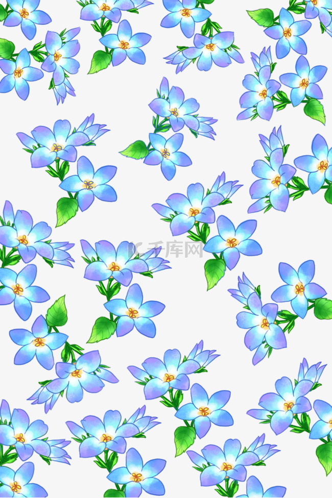 蓝色花朵服装印花