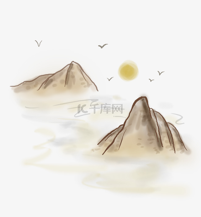 中国风古风山上的日出