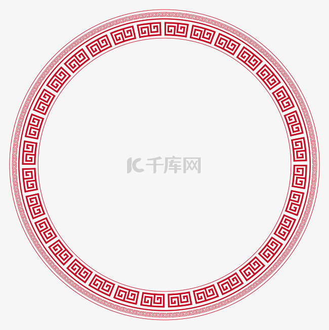 中式复古回纹圆框