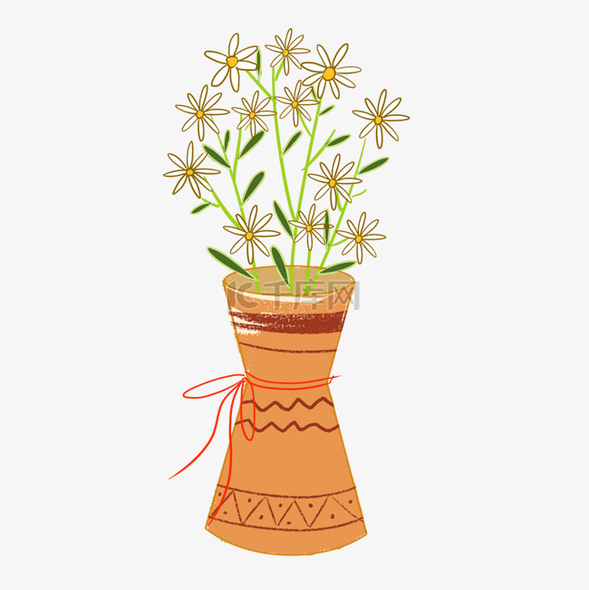 白色植物花朵花瓶插画