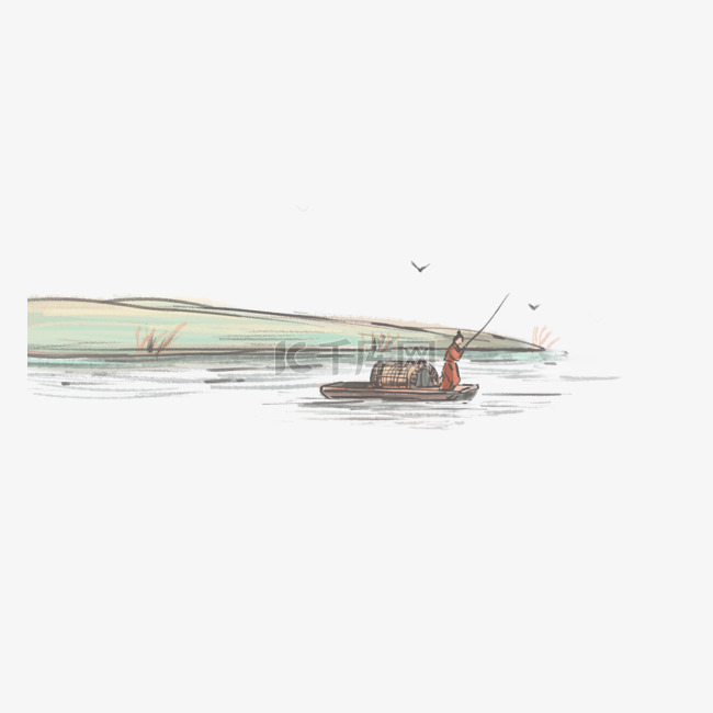 寒露湖水渔船木船