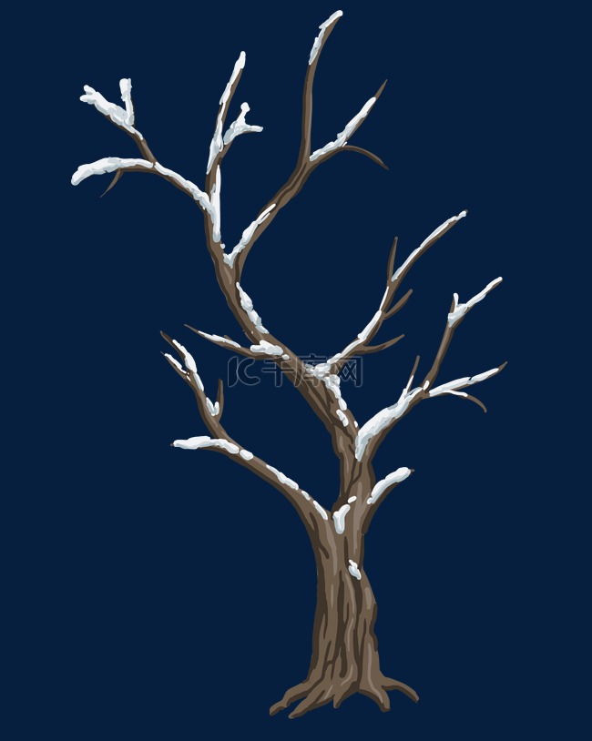 手绘冬季树枝
