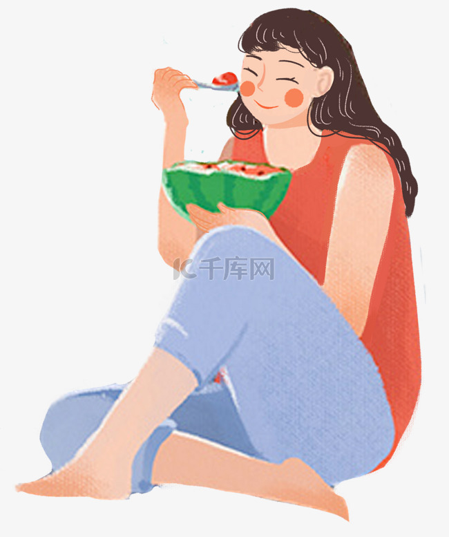 吃西瓜的女孩