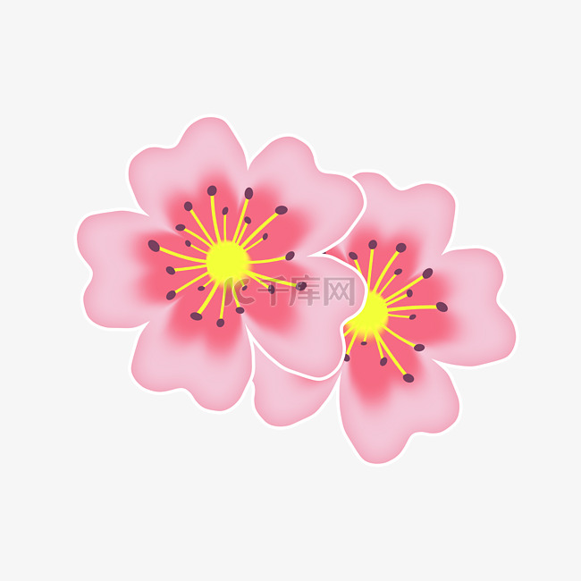 粉色花朵卡通植物