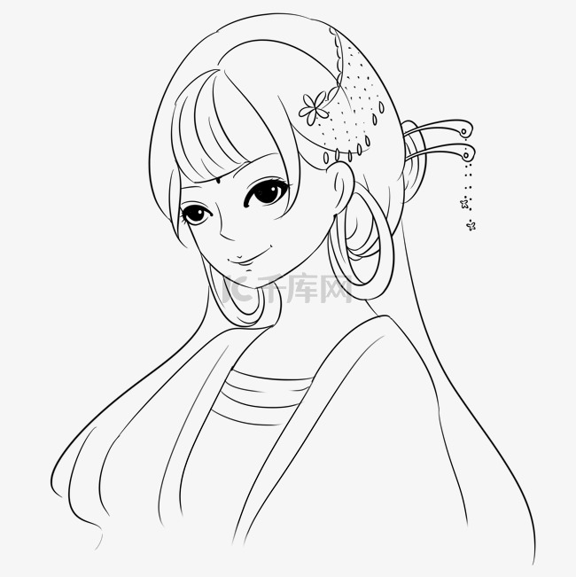 线描美女