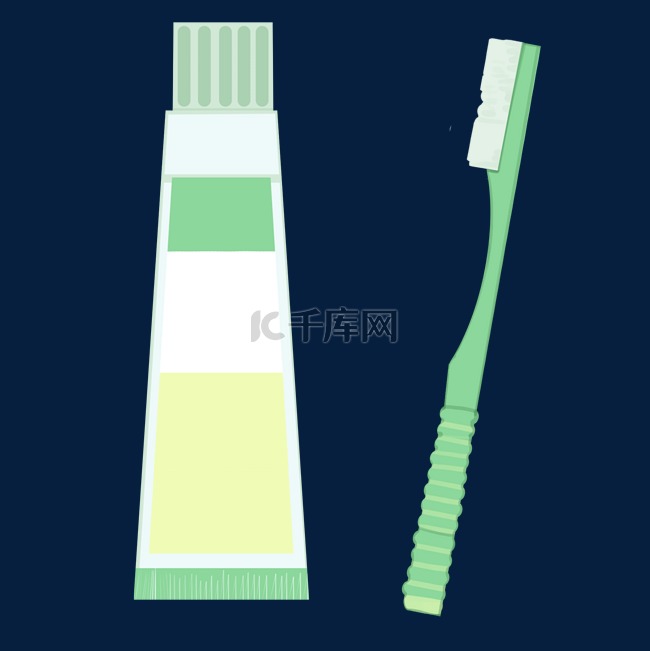 绿色牙膏牙刷