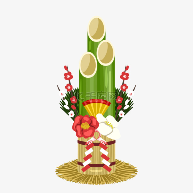 彩色日本新年kadomatsu