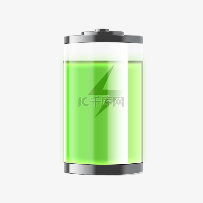 3d绿色闪电标志环保电池图标