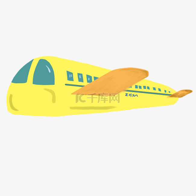 黄色卡通飞机插画