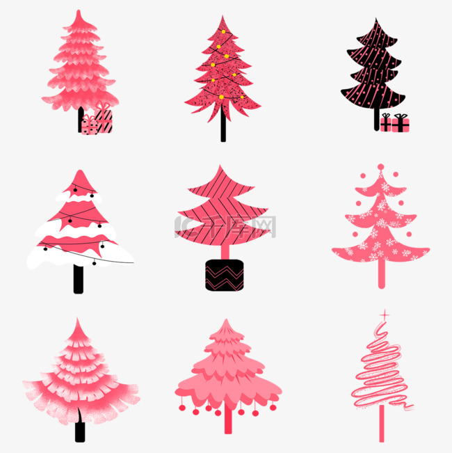 粉色卡通可爱圣诞树