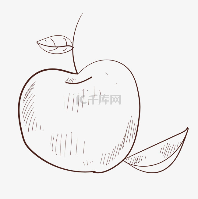 线描水果苹果