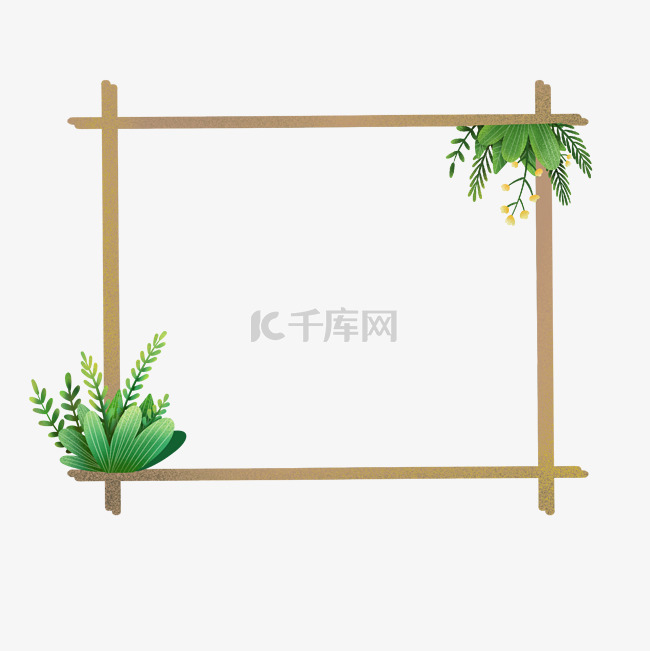 绿色植物装饰对话框标题框文本框
