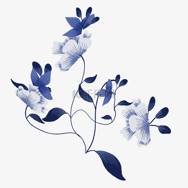 蓝色刺绣花纹装饰