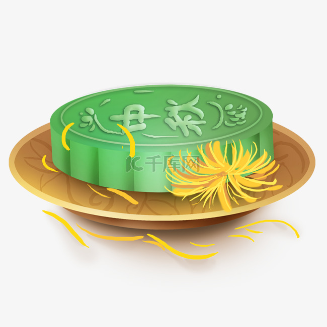 中秋节古风月饼和金菊