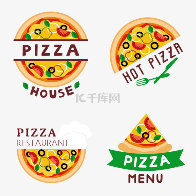 卡通风格pizza logo