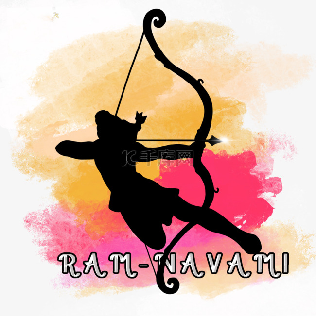 印度庆典节日ram-navami剪影弓箭