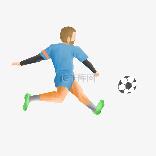 蓝色体育足球运动插画