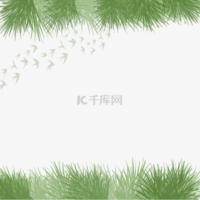 绿色草地边框海报背景七夕情人节