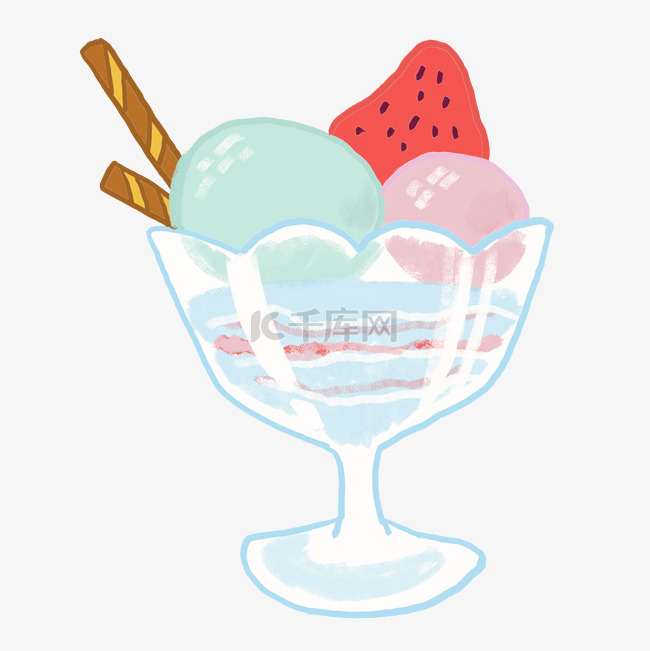 夏季草莓冰淇淋插画