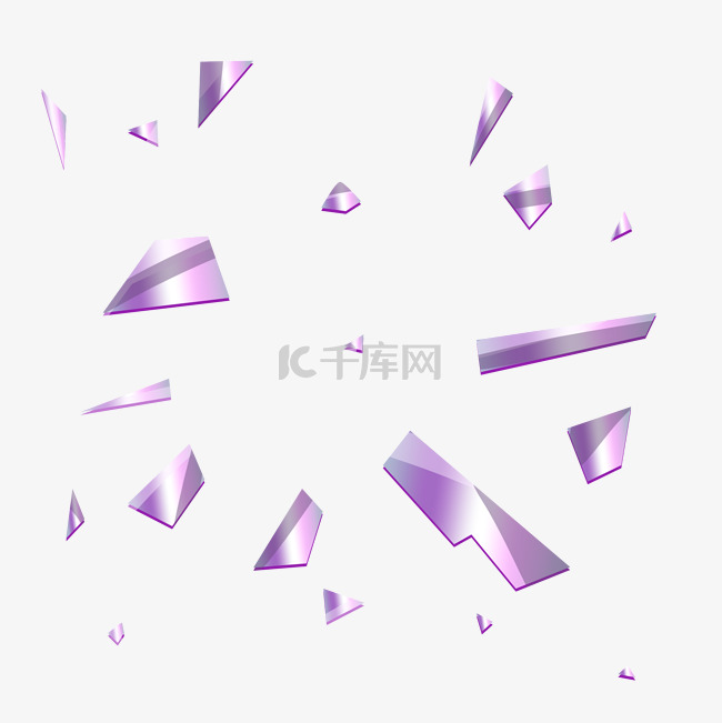 紫色简约玻璃碎片漂浮