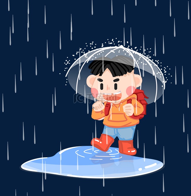 下雨春雨打伞雨伞小孩