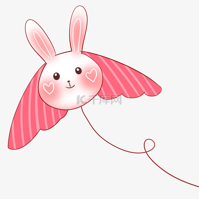 粉色小兔子风筝插画