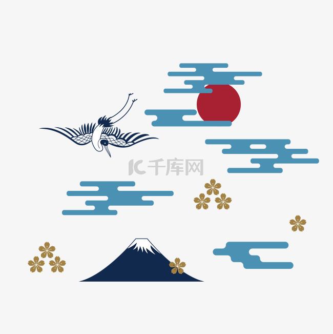 日本传统仙鹤云纹